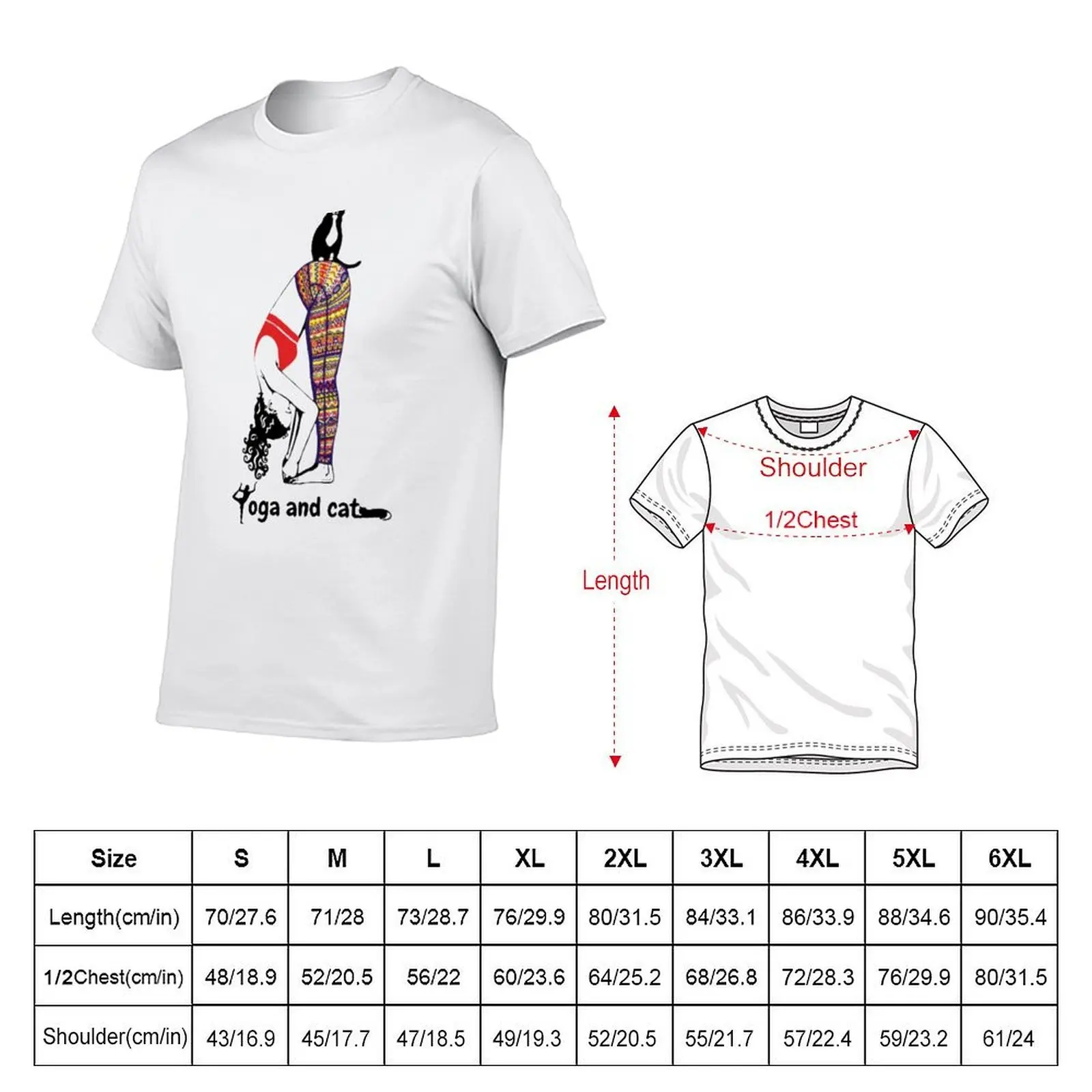 Yoga and cat T-Shirt man t shirts cotton man t shirts for men casual T-Shirt view 5
