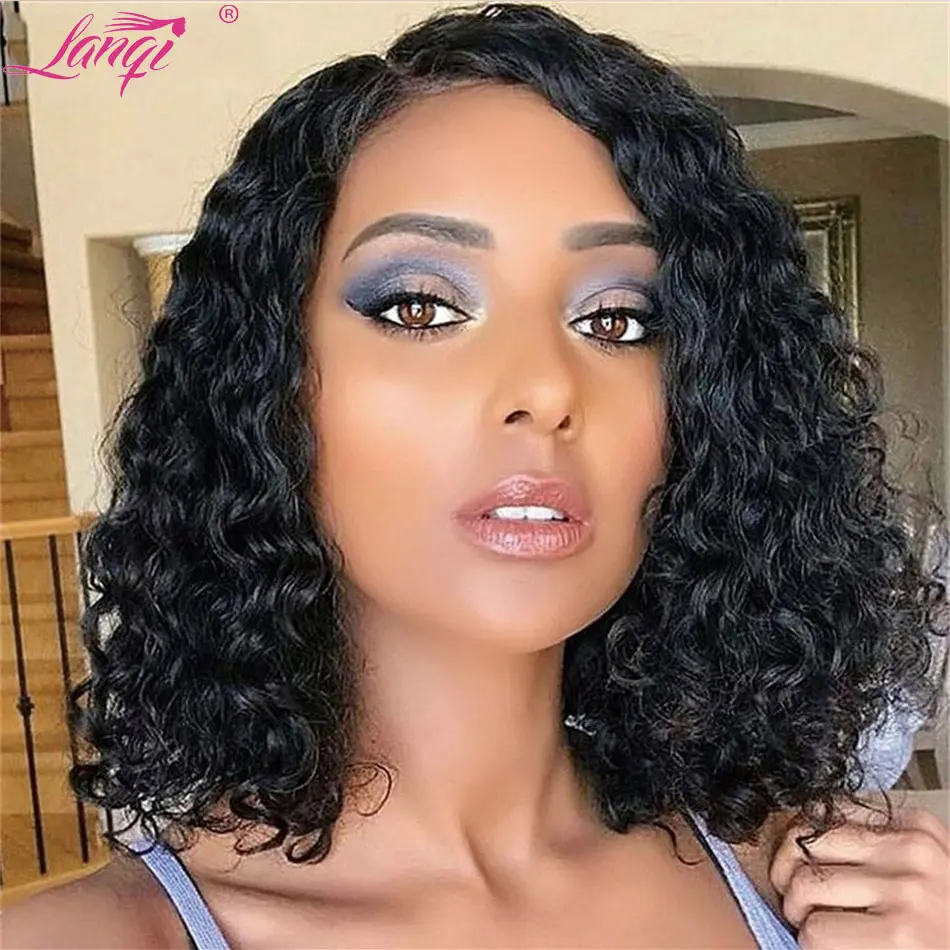 Water Wave Wig Bob Hair Wig Human Hair Lace Frontal Wig For Women Remy Transparent Lace Front Wig Brazilian Colored Bob Wigs