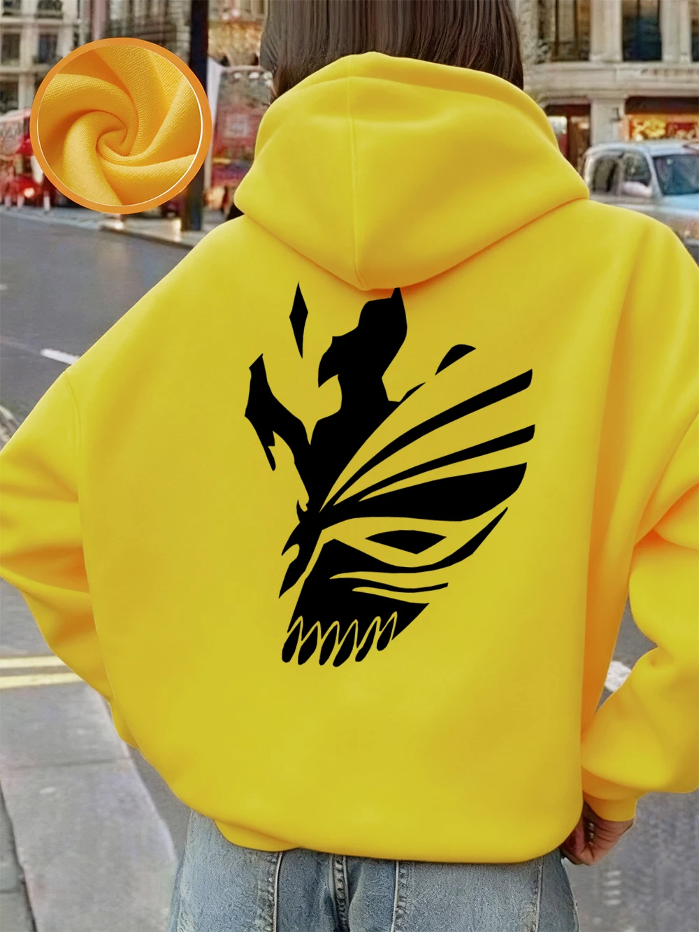 Bleach Ichigo Red Mask Printing Hoodies Damen Winter Fleece Warm Sweatshirt Casual Pocket Pullover Basics Lose Damenkleidung – Detail 14