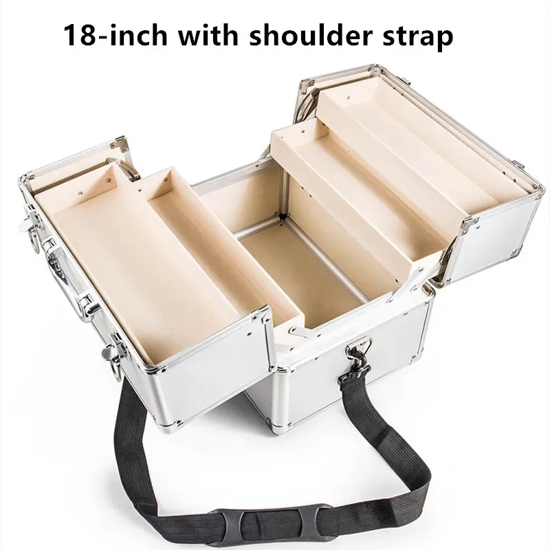 Portable Double Open Medicine Chest Suitcase Aluminum Alloy ABS with Lock 3 Layer Family Safety Protection First Aid Storage Box