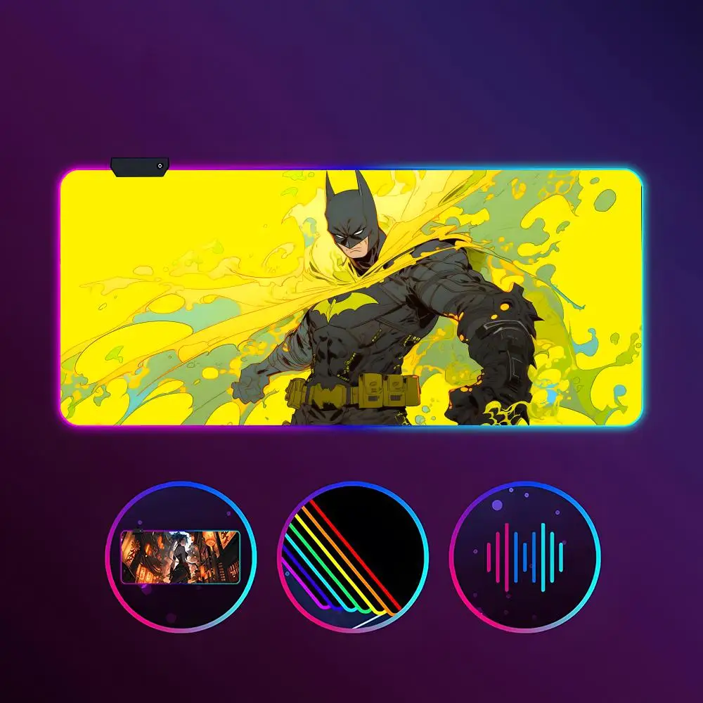 

MINISO-B-BatmanS коврик для мыши RGB светящийся 900X400 мм большой настольный коврик Нескользящий очень большой игровой офисный коврик для мыши