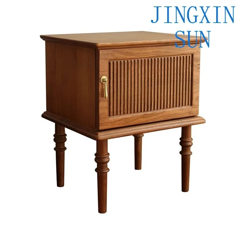 Retro French bedside table Solid wood bedside cabinet Cherry wood bedside children's low cabinet Locker