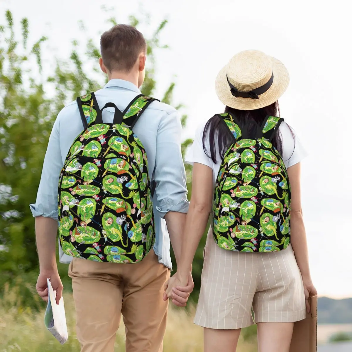 Bolsa anime R-Ricks para homens e mulheres, mochila de desenhos animados, faculdade média, leve, estudante