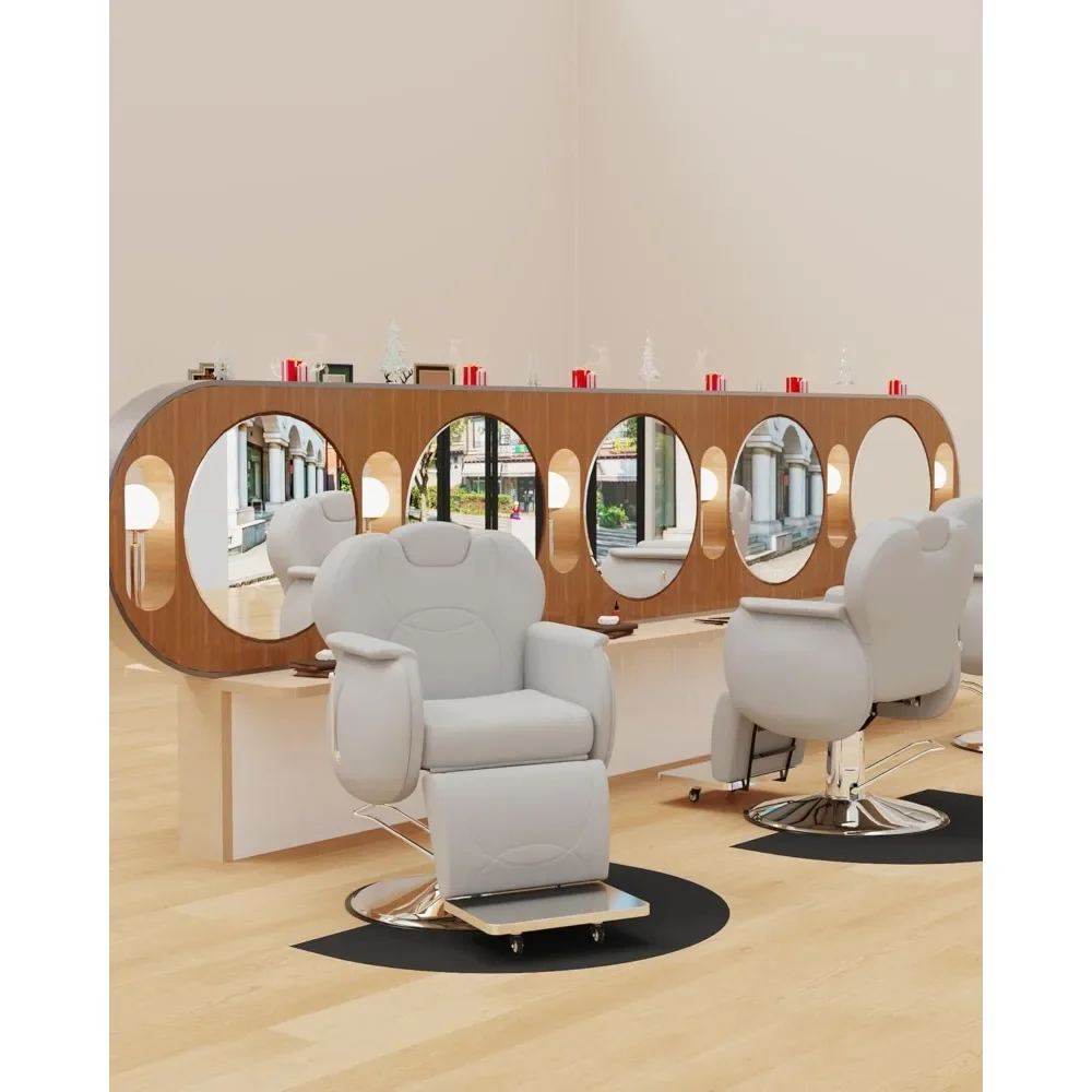 Barber Chair, Reclining Chairs with Comfortable Seat Cushion, All-Purpose Hair Chairs with Removable Headrest, Salon Chair