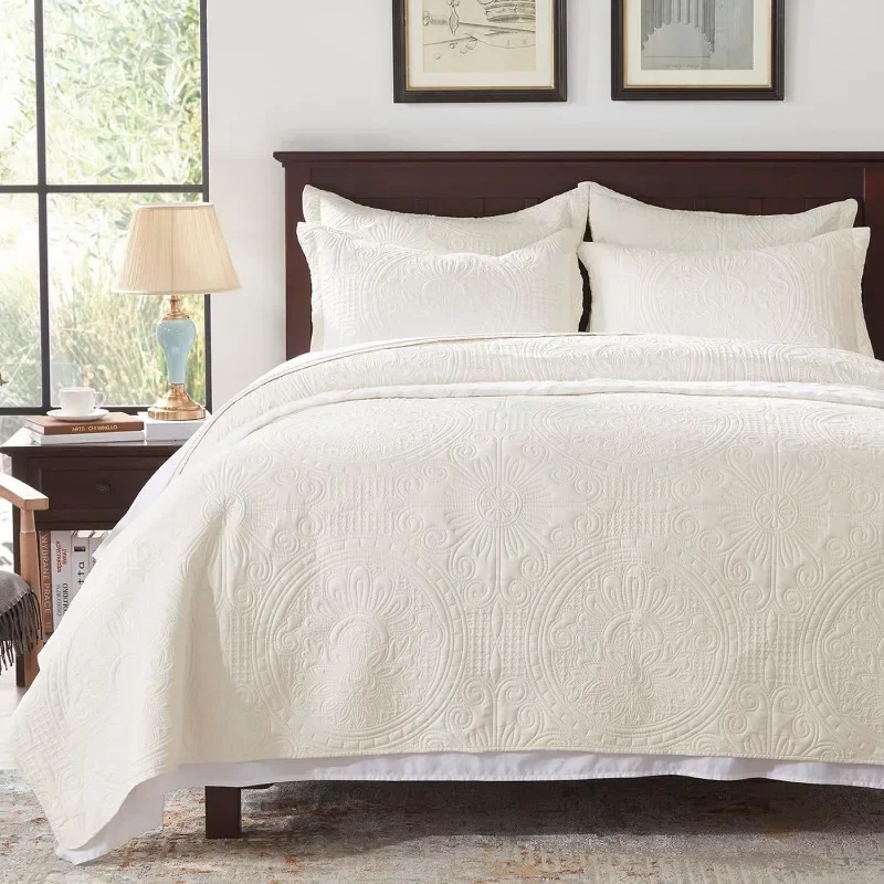 

Bedding Set- Embossed, Bedspreads-Lightweight All Season Soft Microfiber Bedspread, Bed Coverlet for All Seasons