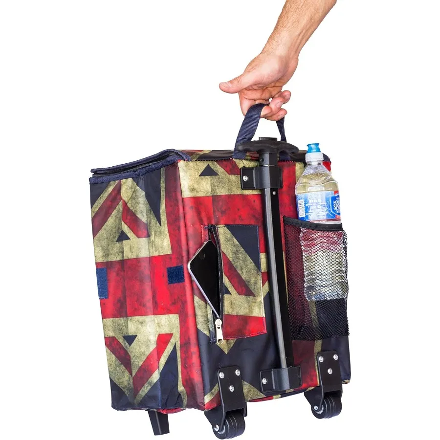 Smart Cart Britain Collapsible Rolling Utility Cart with Basket for Grocery Shopping Teacher Storage Hobby Craft Art Projects D