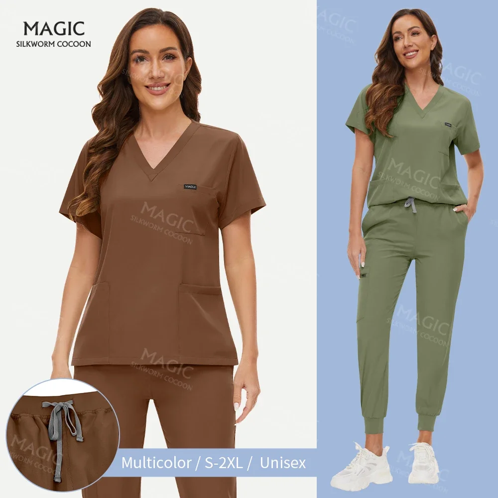 

Nurse Costume Women Short Sleeved Apparel Top Jogger Pants Pharmacy Working Set Medical Workwear Hospital Doctor Nursing Uniform