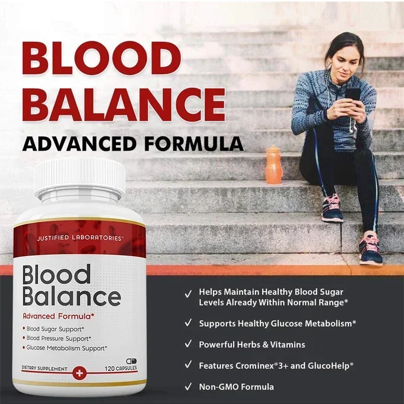 Blood Balance Advanced Formula Blood Sugar and Blood Pressure Capsules All Natural, Gluten Free, Non-GMO