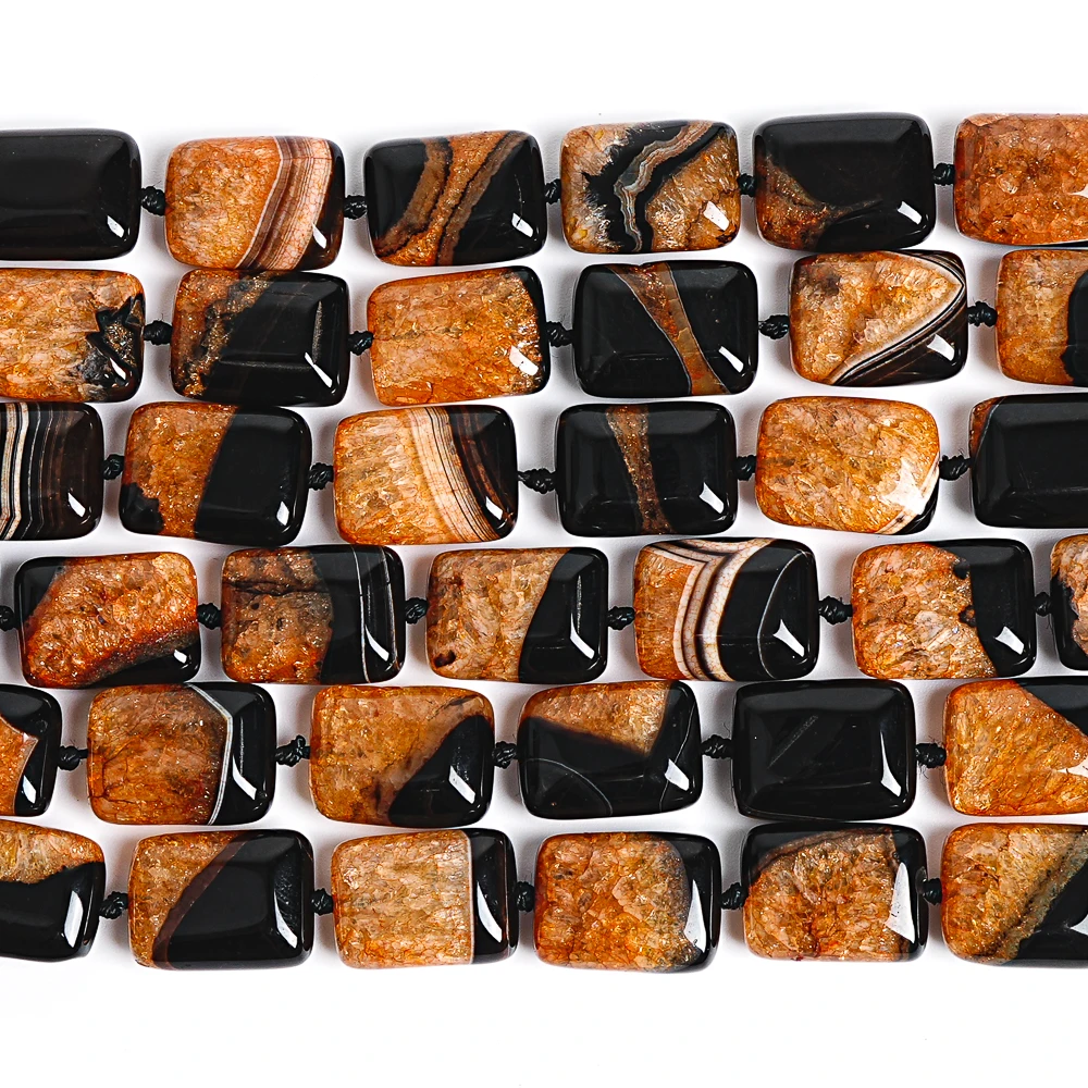 Orange Agate Cubic Beads 20x15mm Handcrafted Square Gemstone Beads Premium Loose Agate Cube Beads for Bracelets Necklaces