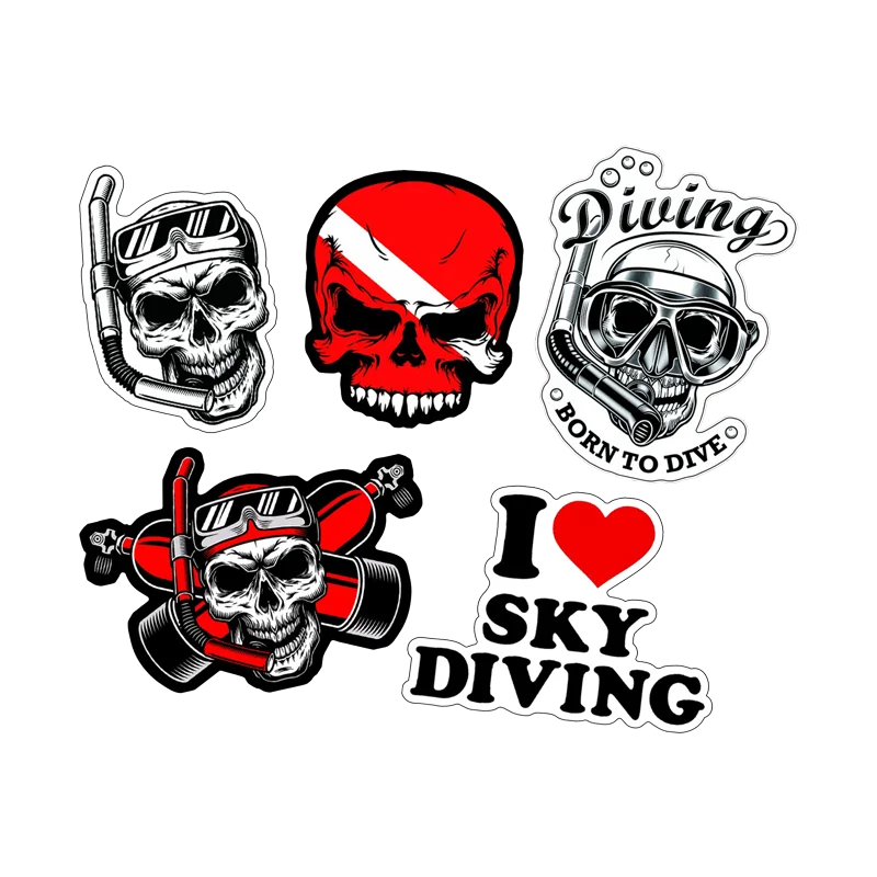 5 Pieces Diving Underwater Adventure Scuba Outdoor Sport Waterproof Stickers for Phone Laptop Skateboard Motorcycle Car Sticker