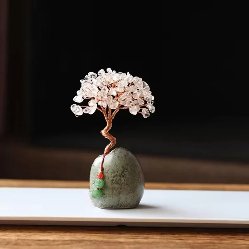 Faux Citrine Money Tree Decor, Desktop Feng Shui Office Decoration, Vintage Home Craft Gift for Good Luck Mini Sculpture