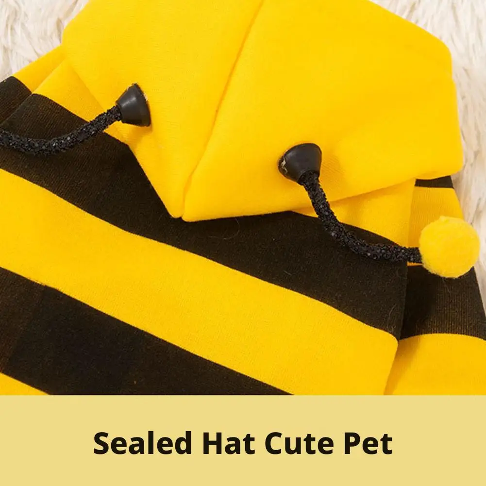 Bienen-Haustier-Hoodie Winter Warmer Fleece Hunde- und Katzenkostüm Cosplay Pullover Outfit für kleine und mittelgroße Welpen und Kätzchen für die Feiertage – Detail 12