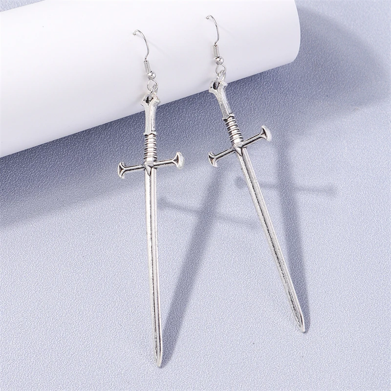 Women's Gothic Black Cross Drop Earrings, Dangle Hook Design