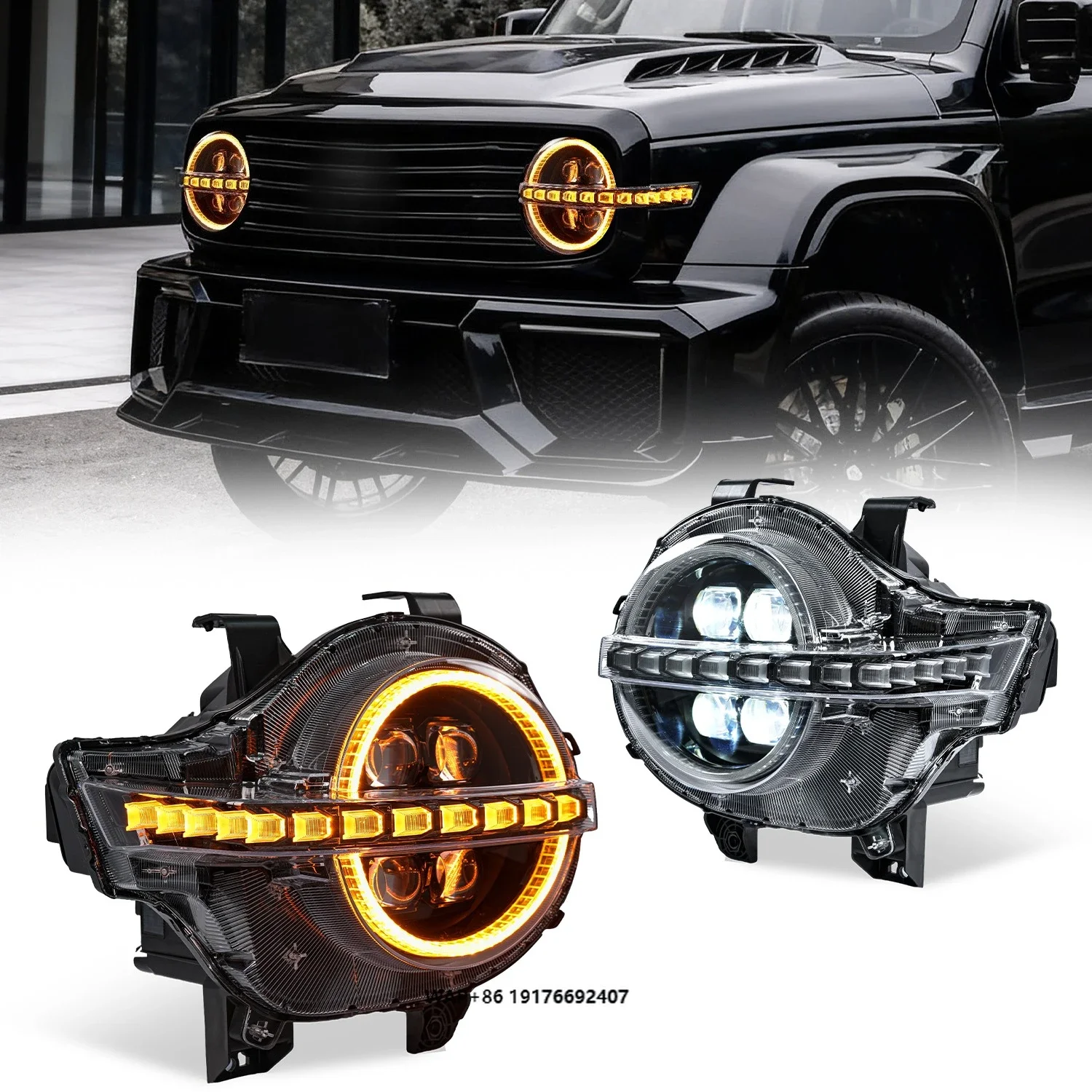 Archaic New LED Front Lamp 4 Projector Lens DRL WEY Tank SUV Headlights 4 Startup Animation forGWM Tank 300 Headlight 2019-2025