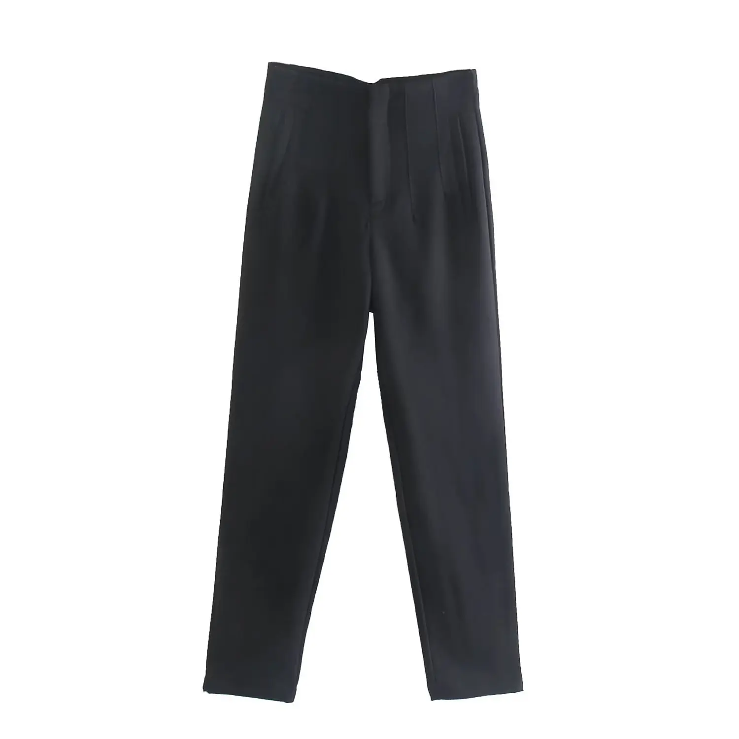 2026 European and American new women's high waisted long pants straight leg double-layer thick four sided elastic casual pants