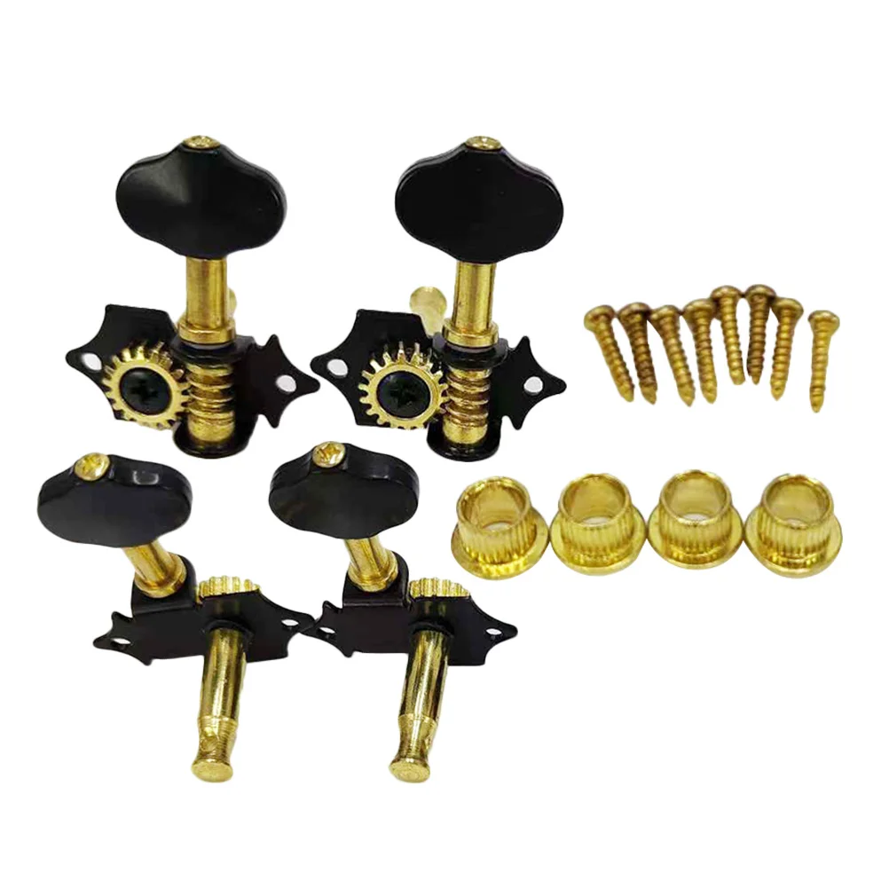 

1Set Ukulele Tuning Pegs 2R2L Black Gold Tuners for 4 String Instruments Stable Tuning Acoustic Electric Guitar Parts