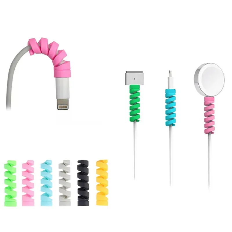 5/10/20/50pcs Cable Protector Silicon Data Cable Spiral Winder Wire Cord Organizer Cover For iPhone Phone USB Charger Cable Cord image 2