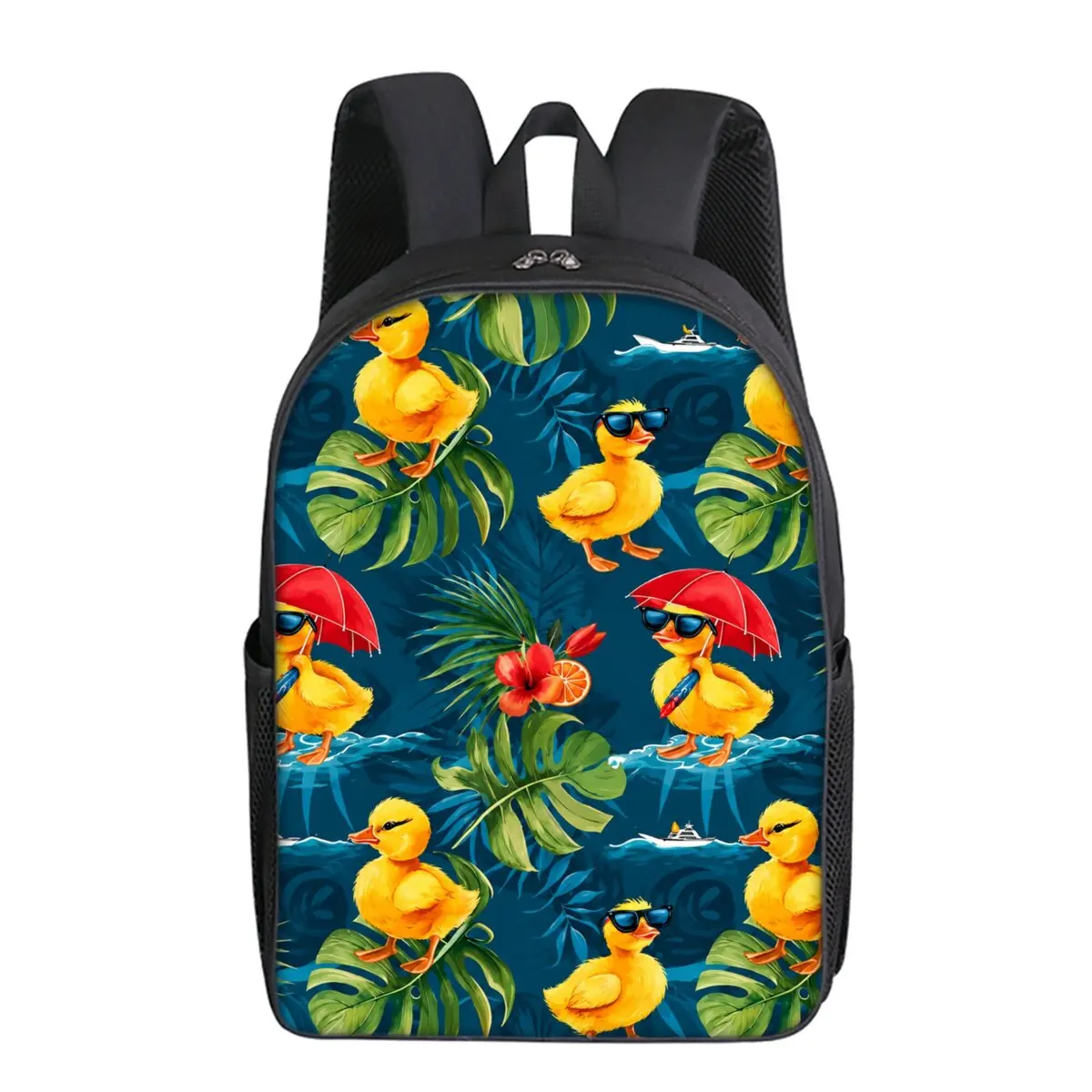 Yellow Duckling Print Single Layer Backpack Simple Style for Boys/Girls Children Best Gifts 2D Flat Cartoon School Bags