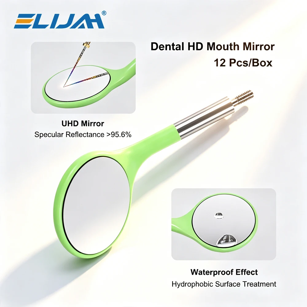 

ELIJAH Dental UHD Mirror HD Mouth 4 Colors To Choose From Mirror Waterproof with Detachable Stainless Steel Handle Dental Tool