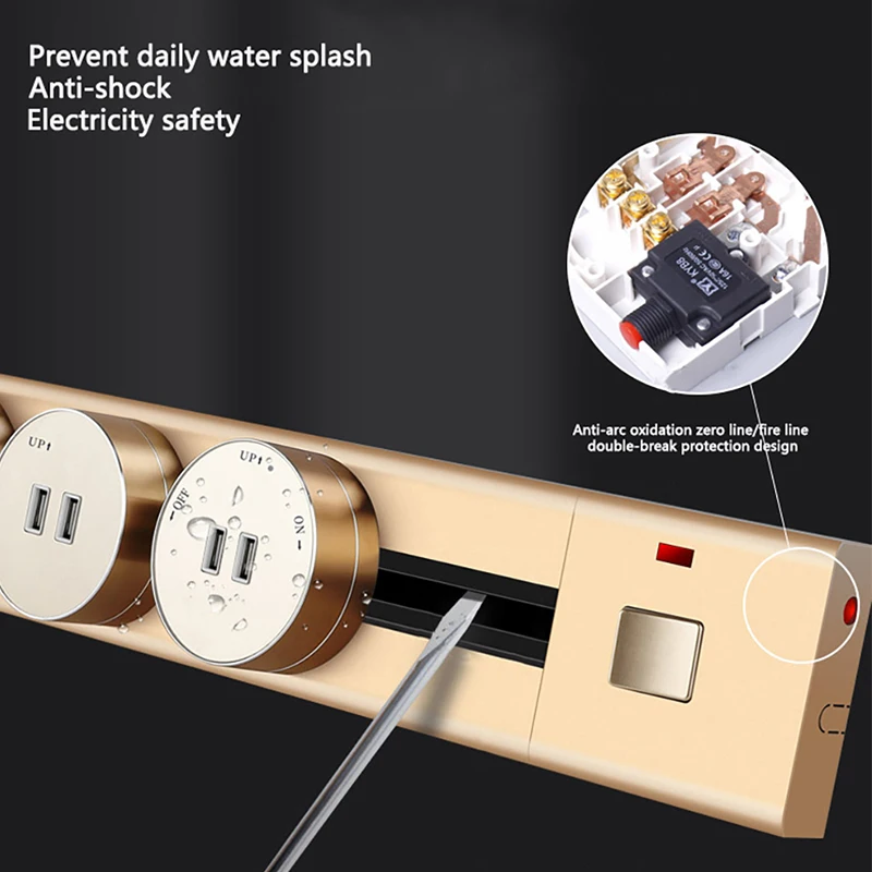 Avoir Electric Track Socket Wall Mounted Extension Socket Plugs Adapter Kitchen Office Bedroom Moverable Electrical Outlets 250V