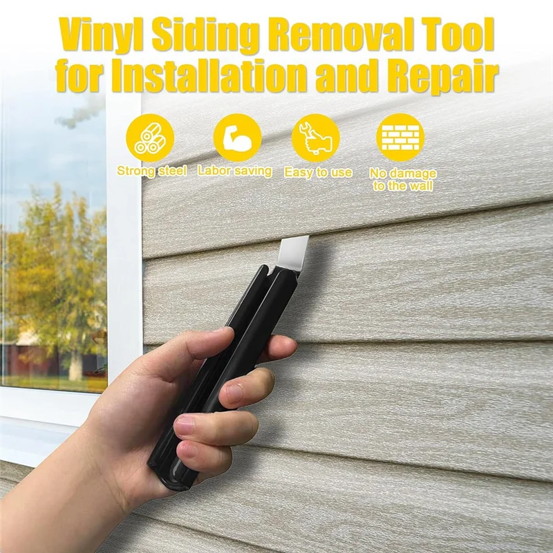 

J1UL1N 2 шт. инструмент для снятия виниловой сайдинга, инструмент для снятия виниловой сайдинга со стальным лезвием и длинной ручкой, инструмент для установки и снятия