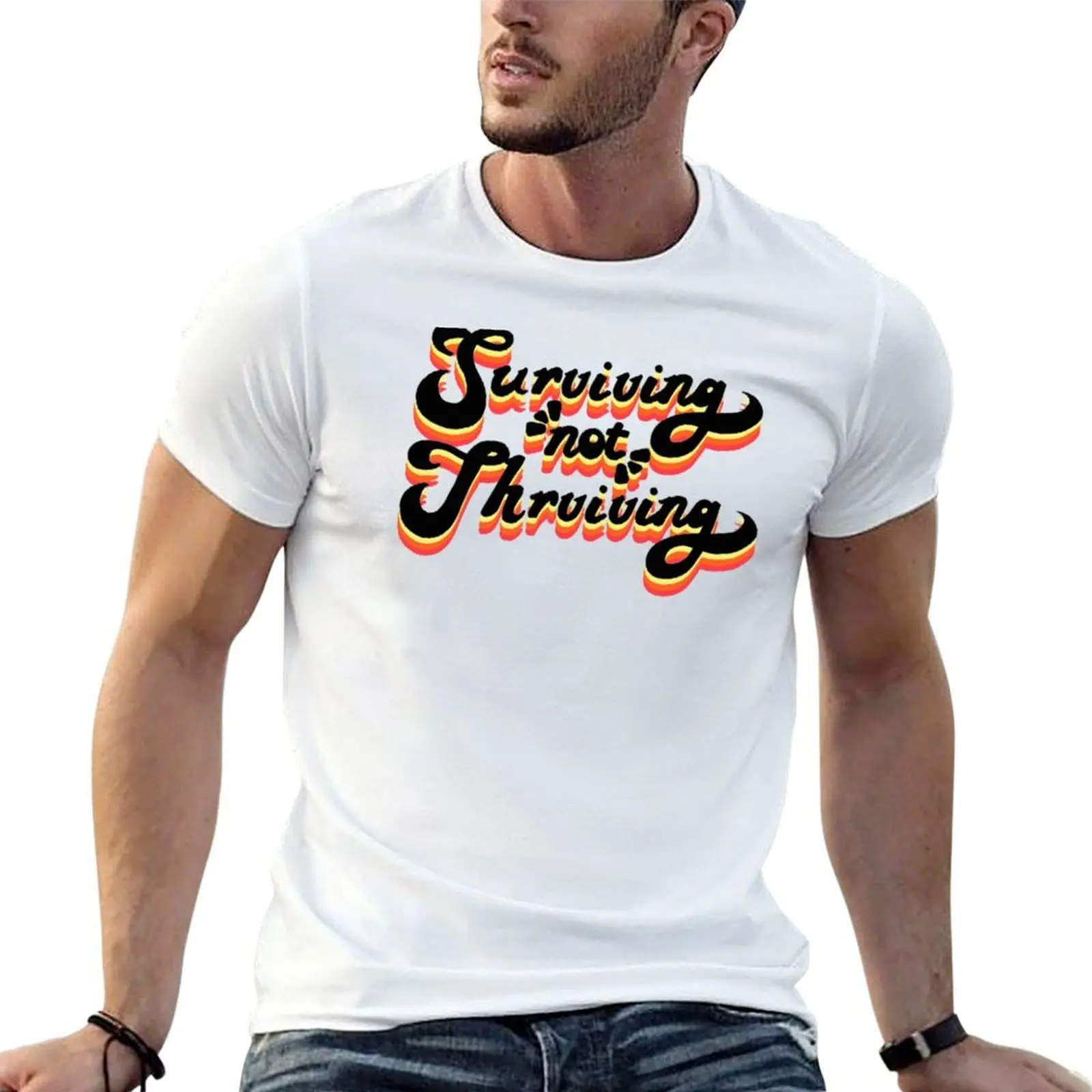 T-shirt Surviving not Thriving, grande taille, décontracté et ample