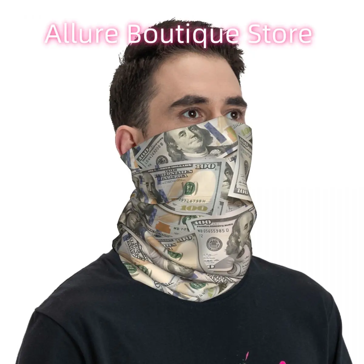 New Hundred Dollar Bills Money Headband Neck Warmer Men Ski Running Tube Scarf Medical Nurse Face Bandana Gaiter