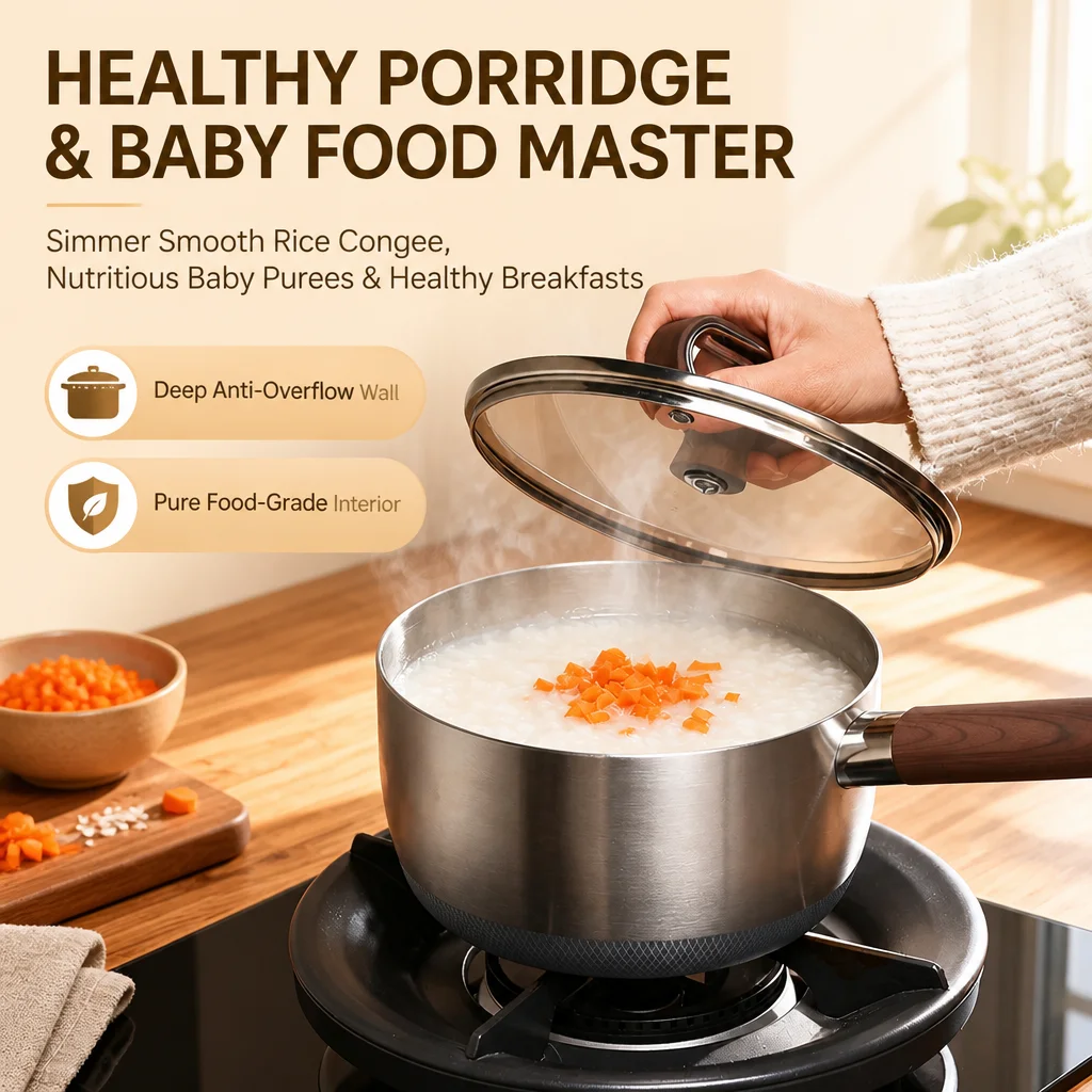 Milk Pot Titanium‑Shield Non‑Stick Saucepan, Deepened Small Cooking Pot for Baby Food, Compatible with Gas & Induction Cooktop - view 4