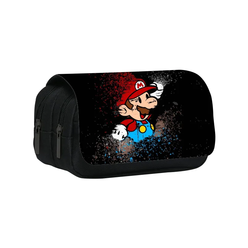 Super Mario Bros Cartoon Dubbellaags Etui Mario Anime Figuren Briefpapier Grote Capaciteit Potloodzak Student Geschenken