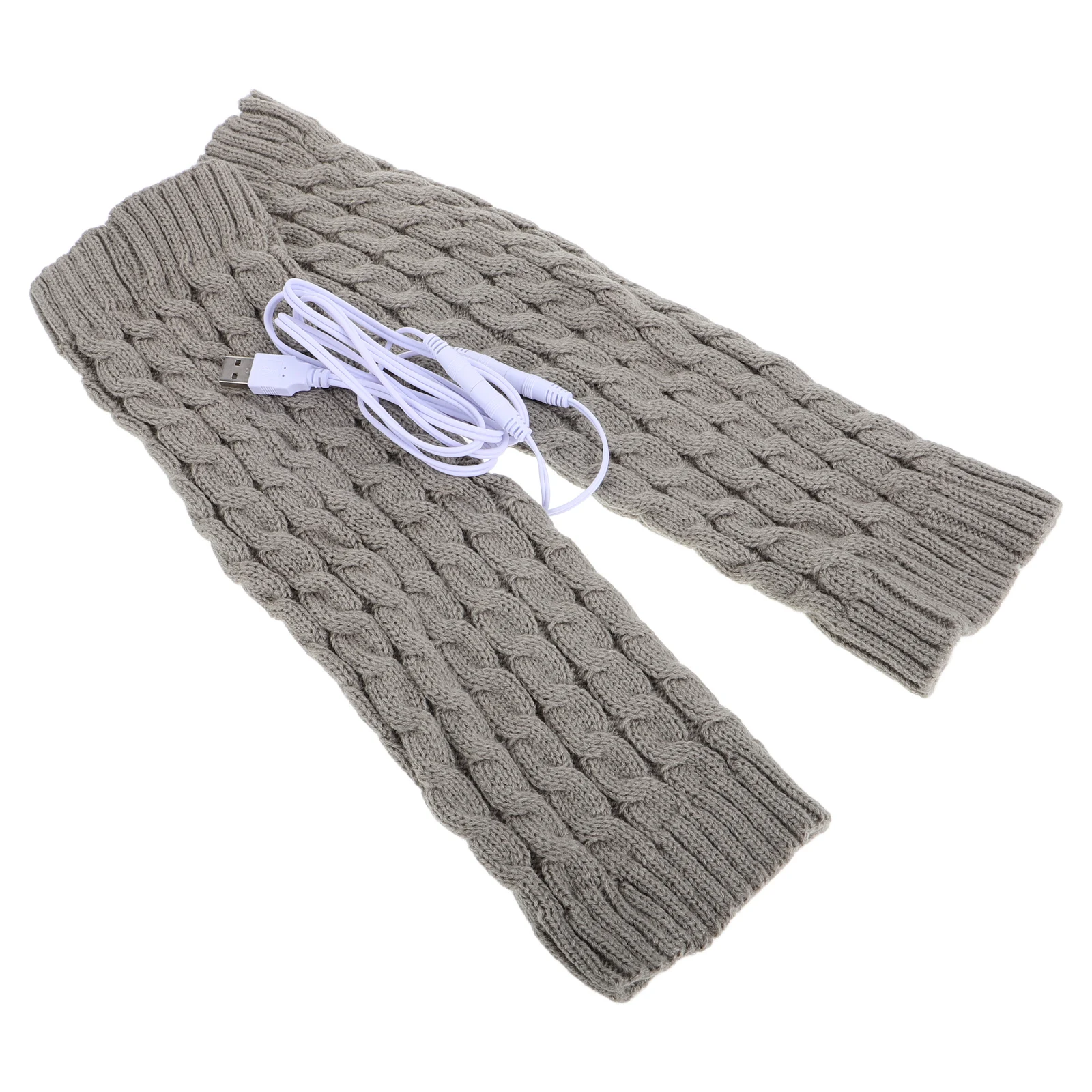 

Electric Heating Socks USB Knit Leg Warmers Grey Cream Knee Thermal Sock Men Women Cycling Hiking Winter Outdoor