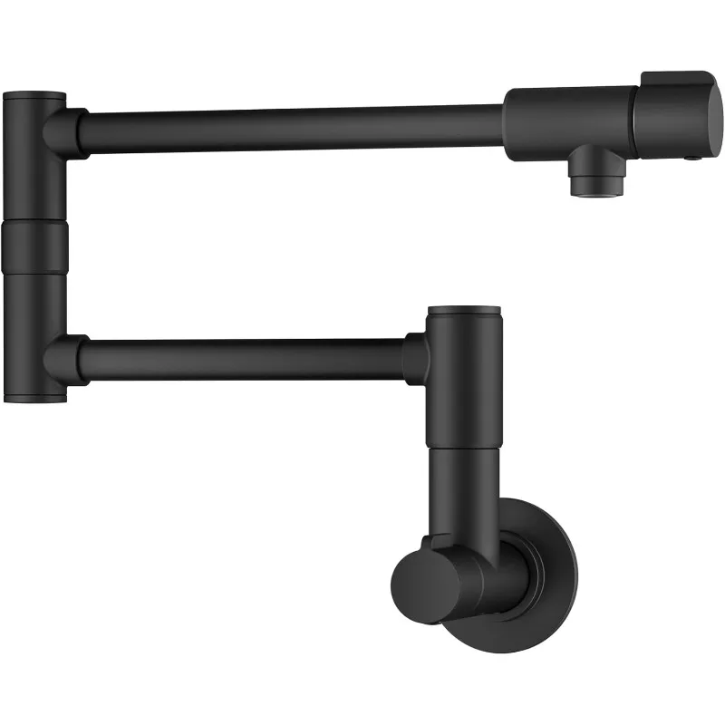 KRAUS Bolden 2 Handle Pot Filler Faucet with Retractable Arm, Wall Mount Kitchen Faucet,Pot Filler for Over Stove in Matte Black