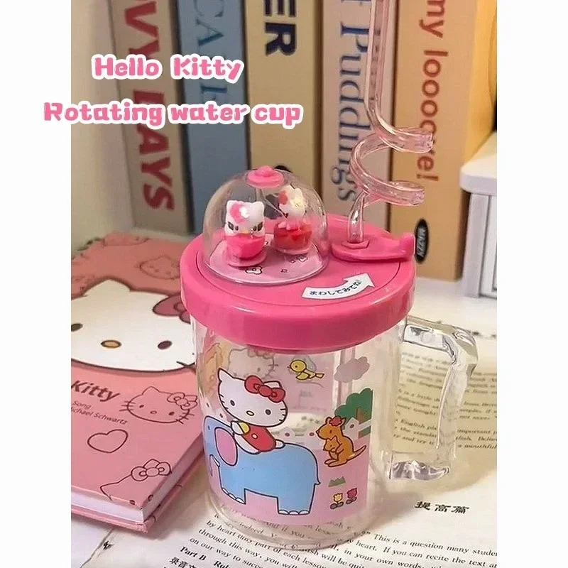 

400 мл Sanrio аниме мультфильм Hello Kitty вращающаяся соломенная чашка для воды Kawaii My Melody портативный большой емкости студенческий детский подарок