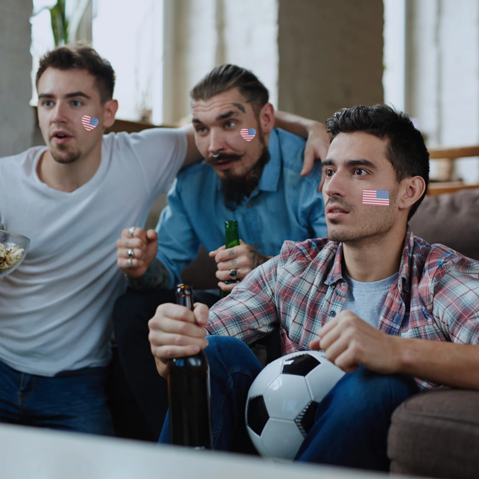 

25pcs Fan Face Stickers Small American Flag Sports Independence Day Men Women Durable Body Tattoos Plastic Washable Removable