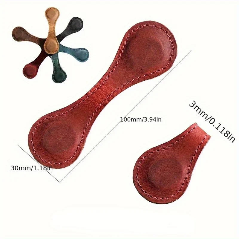 1pc Retro Bookmark Magnetic Book Clip Decoration Leather Bookmark Double-sided Hand Account Clip