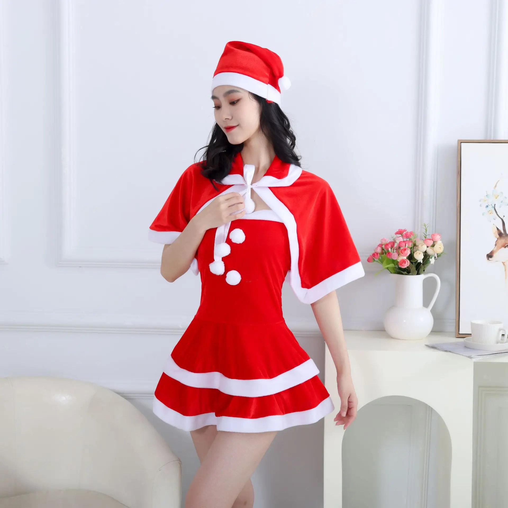 

2026 New Fashion Miss Claus Suit Women Christmas Fancy Party Dress Sexy Outfits Santa Sweetie Cosplay Santa Costumes