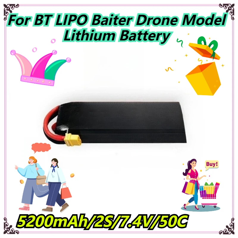 

5200mAh/2S/7.4V/50C/ For BT LIPO Baiter Drone Model Lithium Battery
