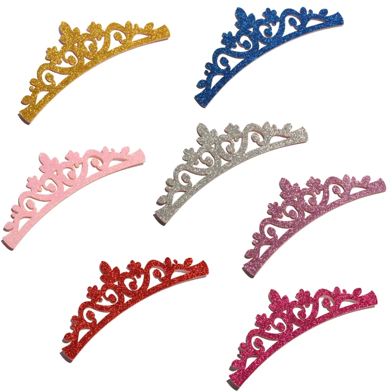 10PCS 7 Colors 18cm Fashion Glitter Nonwovens Felt Crown Patches for Garments Decoration Newborn Vintage Shiny Crown Appliques