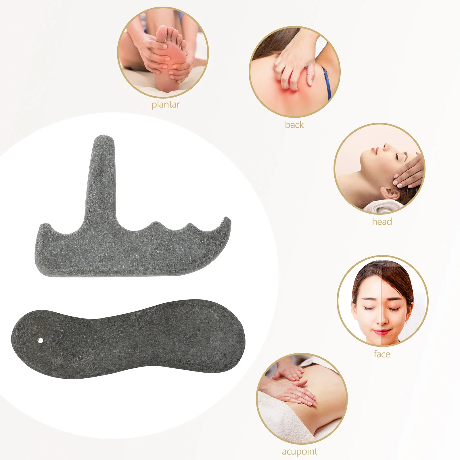 2Pcs Highclass Material Scraping Board Durable Face Massage Tool Portable Lymphatic Massager Smooth Edges Relaxation