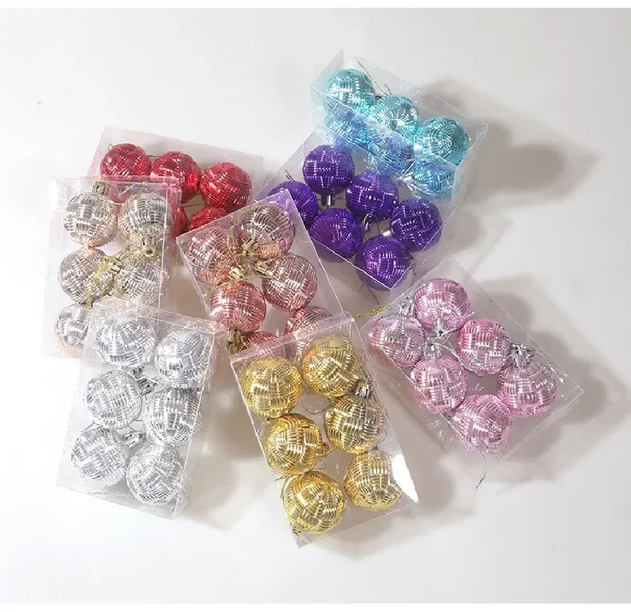 

6pcs/Set 4CM Christmas Ball Ornaments Set Plastics Christmas Tree Pendant Decoration Merry Christmas Decoration Accessories