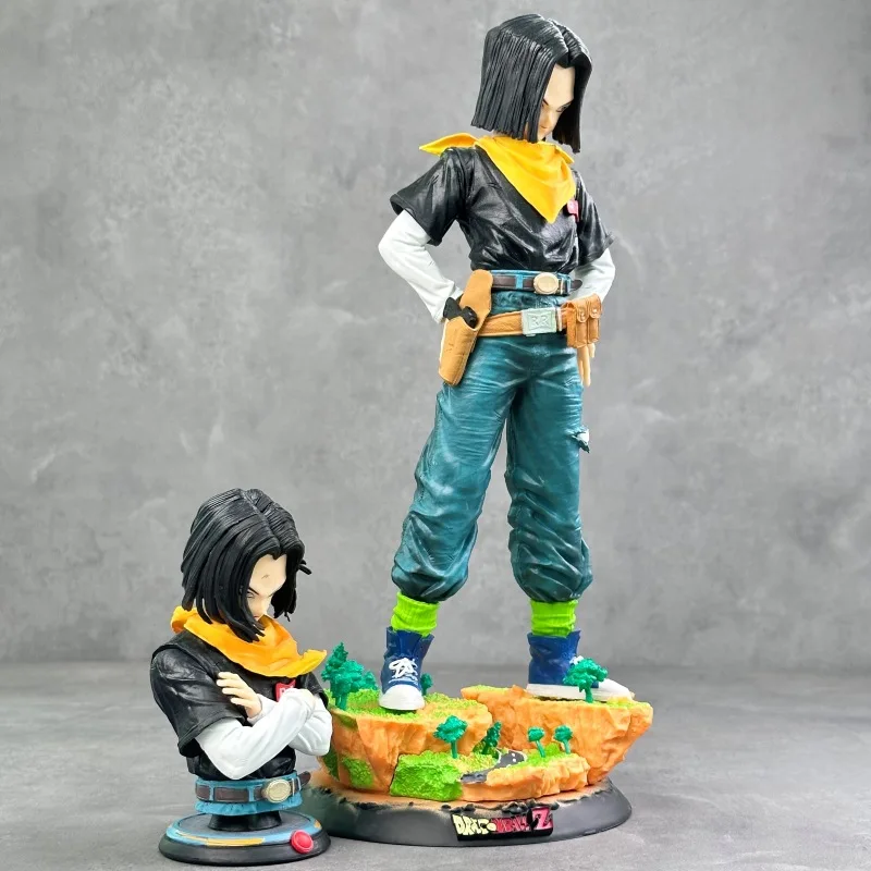 31cm New Dragon Ball Anime Figure Android 17 Peripheral PVC Model Scene Statue Desktop Decoration Ornaments Birthday Gifts Toys