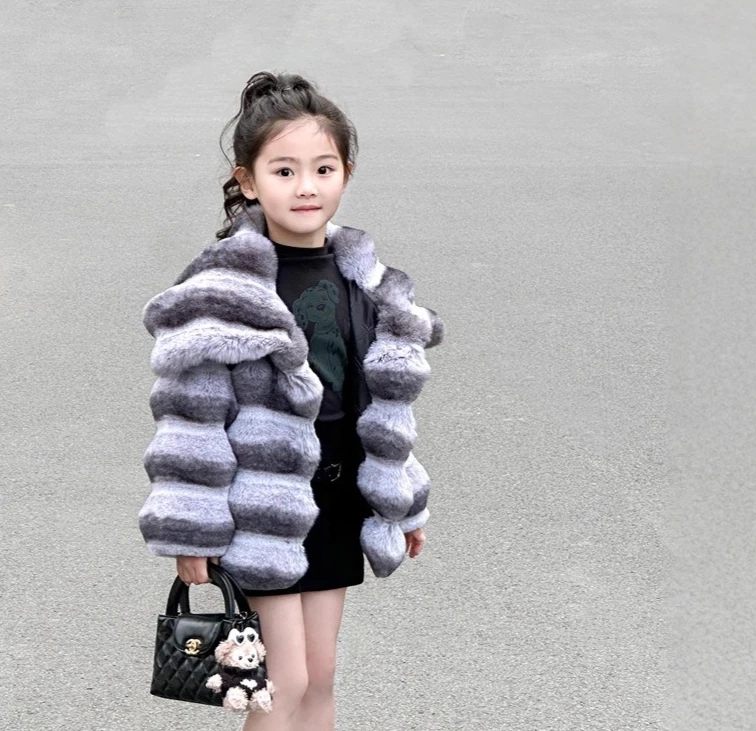2025 Autumn and Winter New High End Children Girl Princess Short Imitation Fur Hairy Coat Girls Clothing