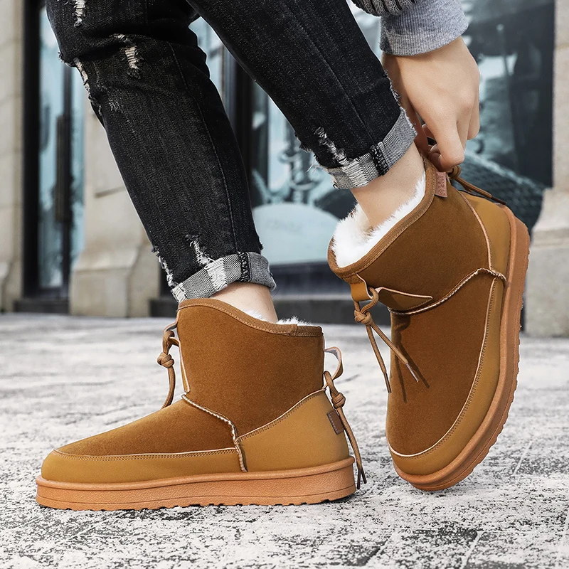 الشتاء الرجال أحذية الثلوج منصة الدافئة الفراء الجلد المدبوغ أحذية للرجال في الهواء الطلق مريحة أحذية قطنية غير رسمية للرجال بوتاس الفقرة Hombre #3