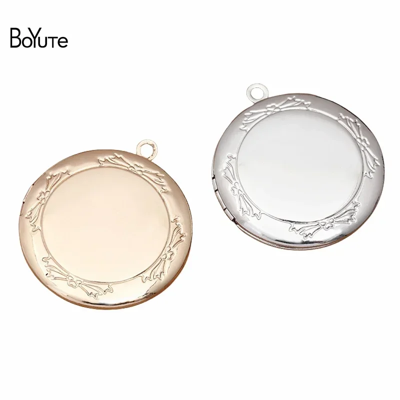 BoYuTe (10 Pieces/Lot) 32*6MM Metal Brass Round Photo Memory Locket Pendant Diy Floating Locket Charms for Jewelry Making