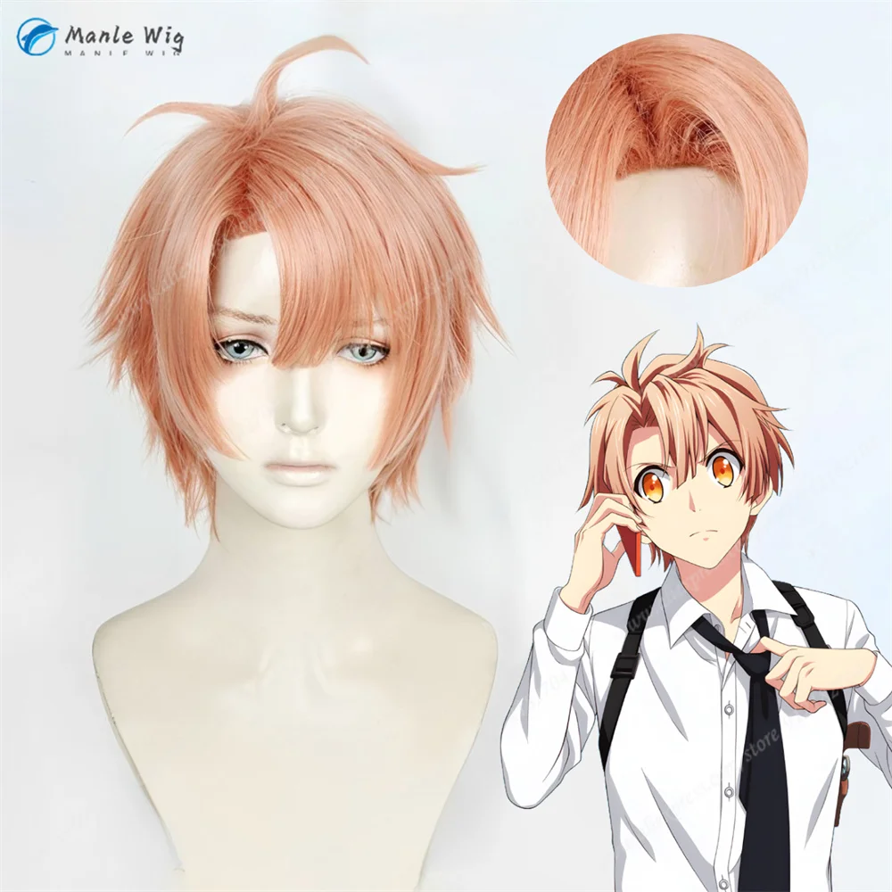 IZUMI MITSUKI Cosplay Wig Short Orange Quality Unisex Cosplay Anime Wigs Heat Resistant Synthetic Hair Halloween + Free Wig Cap