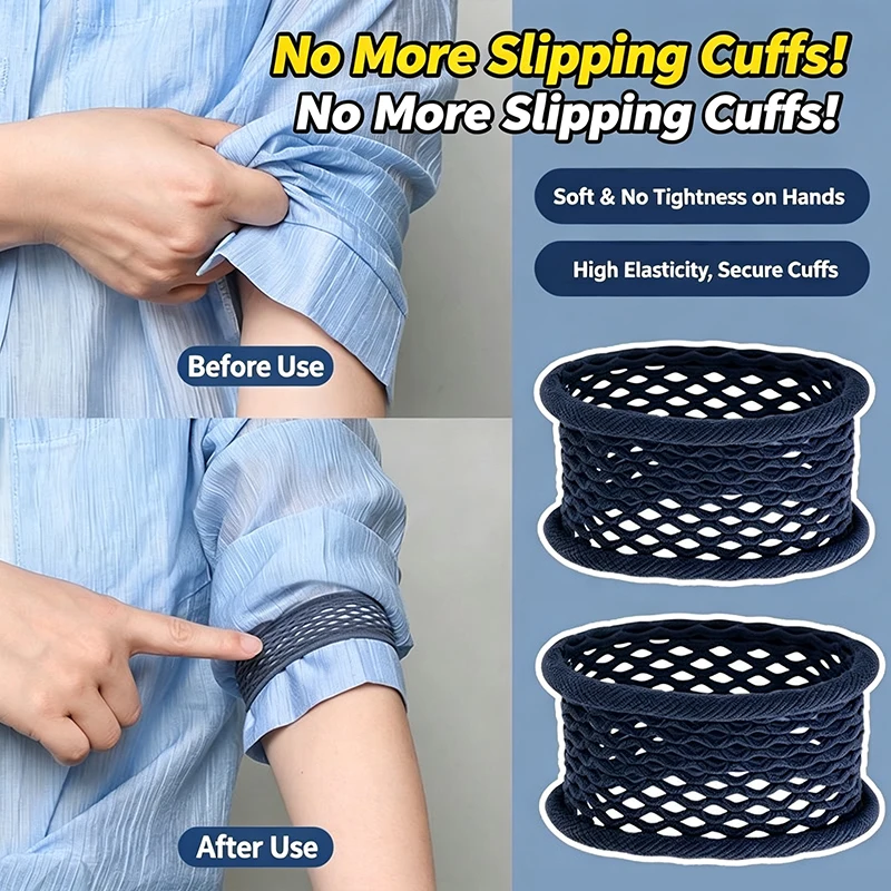 

5Pcs Shirt Sleeve Holder, Elastic Mesh Sleeve Fixer Bands, Anti-slip Clip Arm Cuffs Strap Multi-Use Headband For Daily Use