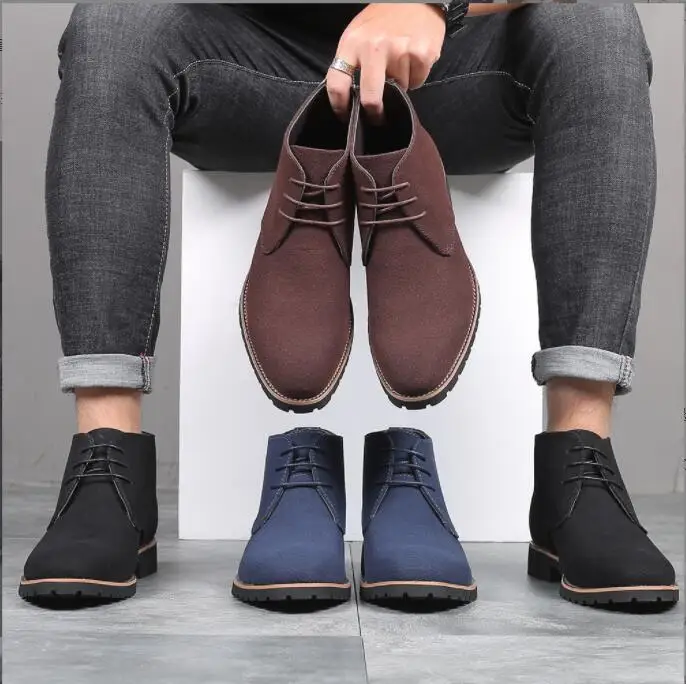 Autumn Men Shoes Spring New Fashion Casual Men Ankle Chelsea Boots Male Shoes Cow Suede Leather Slip on Motorcycle Man Boots