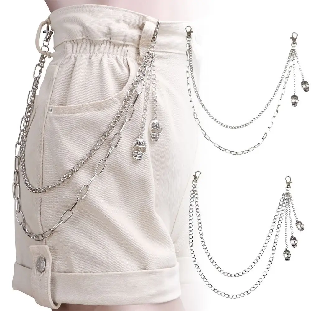 

Fashion Gothic Skull Waist Chain Multi-layer Hip Hop Jeans Chain Harajuku Y2K Multi-layer Key Chains For Women Man