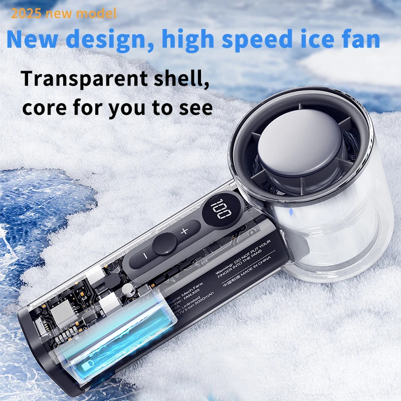 Rechargeable Handheld High-Speed Mini Fan with 100 Wind Speeds, Portable Bladeless Personal Cooling Fan for Office and Home Use