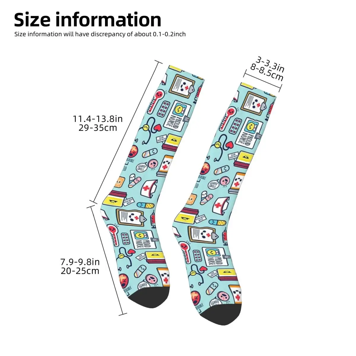 Proud To Be A Nurse Surface Pattern Design Blue Socks Harajuku Stockings All Season Long Socks for Man Woman Birthday Present
