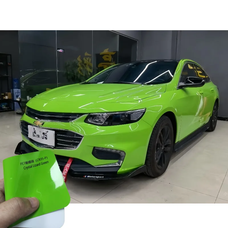 

3M High Gloss PET Crystal Lizard Green Car Vinyl Wrap Film PPF Air Release Not Layered Reptile Skin Effect Flexible Conformable